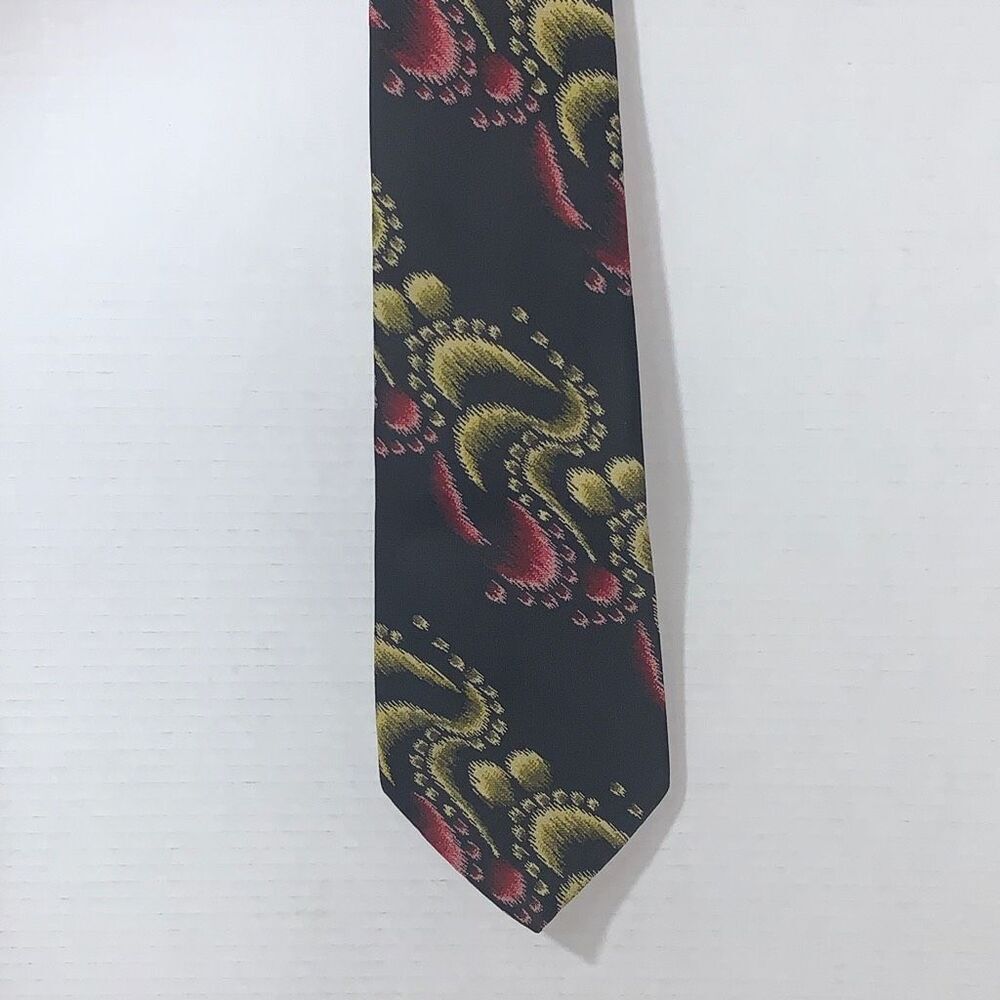 Botany 500 Mens‎ Geometric Wave Print Neck Tie Black Pink Green Pattern Necktie